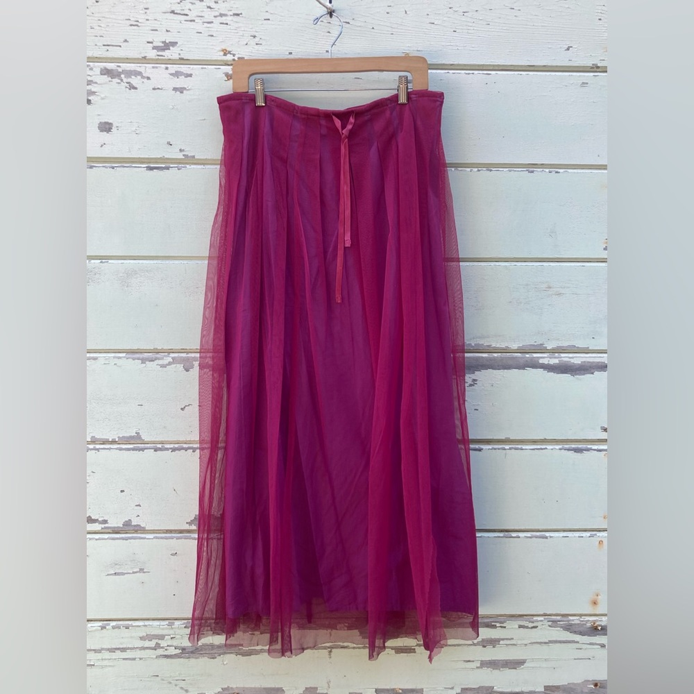 Vintage Free People Maxi Full Skirt Pink Fuschia Tulle 90s size M Medium